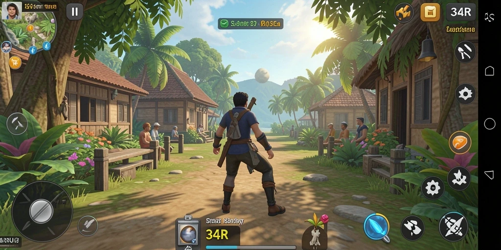 Tampilan menarik dari gameplay 34R yang menampilkan simulasi kehidupan.