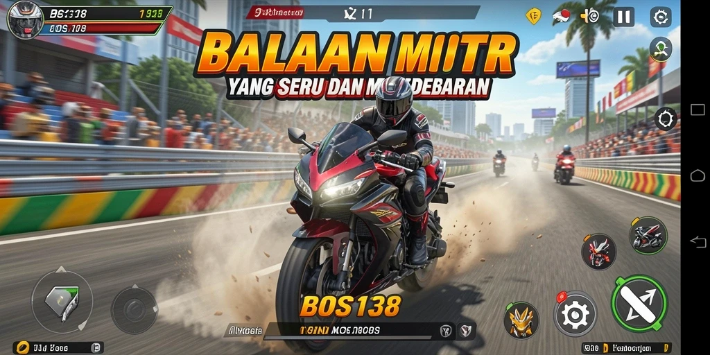 Gameplay menarik di balapan motor yang seru.