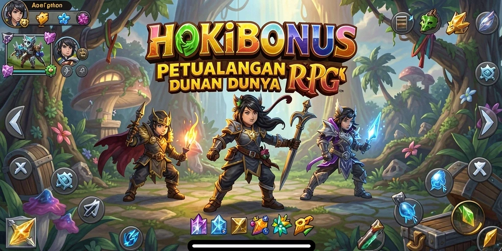 Tangkapan layar utama HOKIBONUS menampilkan aksi pertarungan RPG yang mendebarkan.