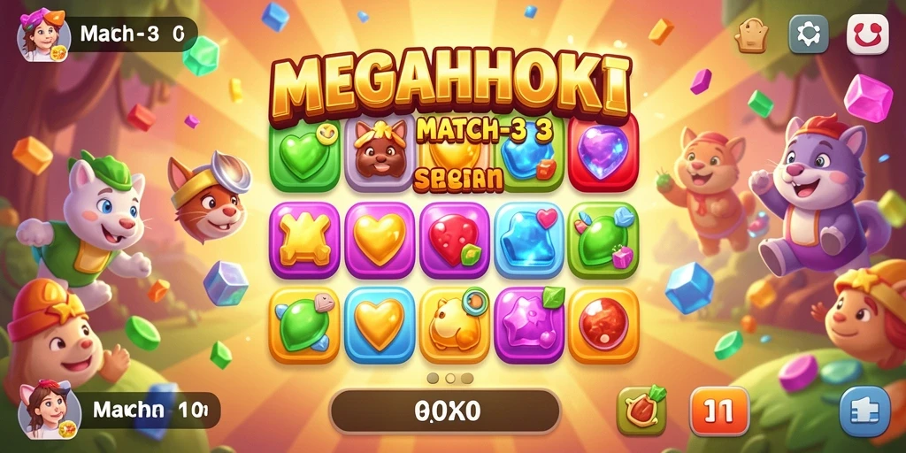 Gameplay seru MEGAHOKI dengan tantangan Match-3.