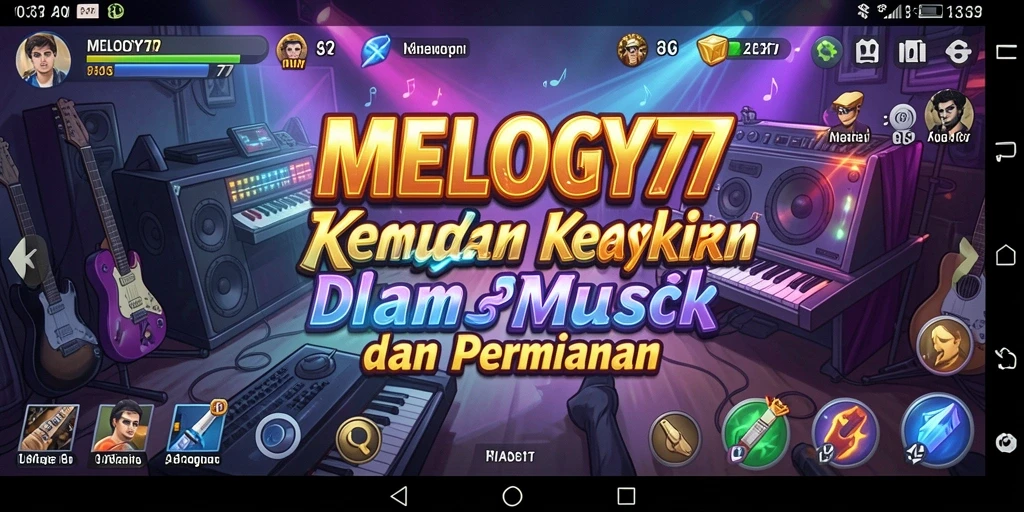 Screenshot gameplay <strong>MELODY77</strong> yang penuh warna dan keseruan.
