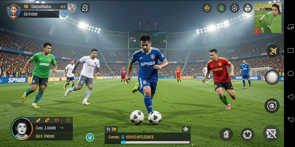 Tampilan gameplay menarik dari sepak bola yang mendebarkan.